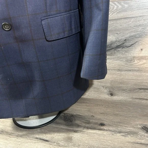 Brooks Brothers Blazer Mens 48R Regent 1818 Wool Coat Windowpane Navy - Picture 5 of 14